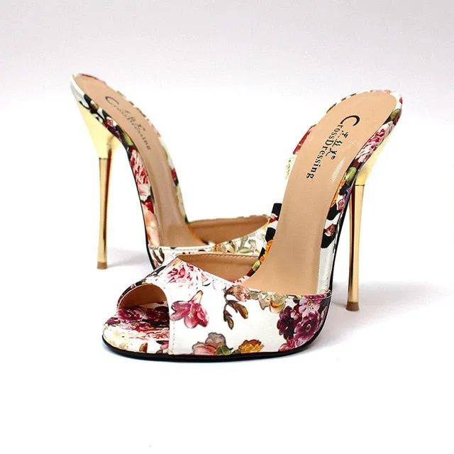 Gold Open Toe High Heels Pumps Women Sexy 13cm Stilettos Sandals