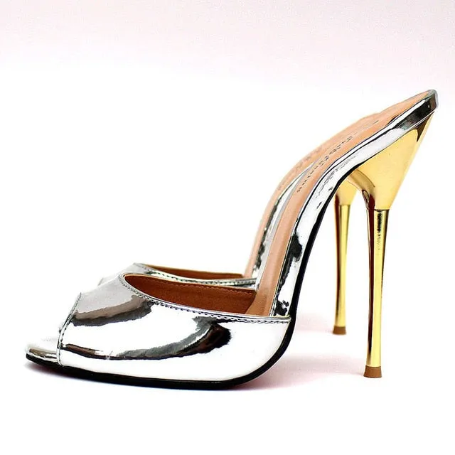 Gold Open Toe High Heels Pumps Women Sexy 13cm Stilettos Sandals