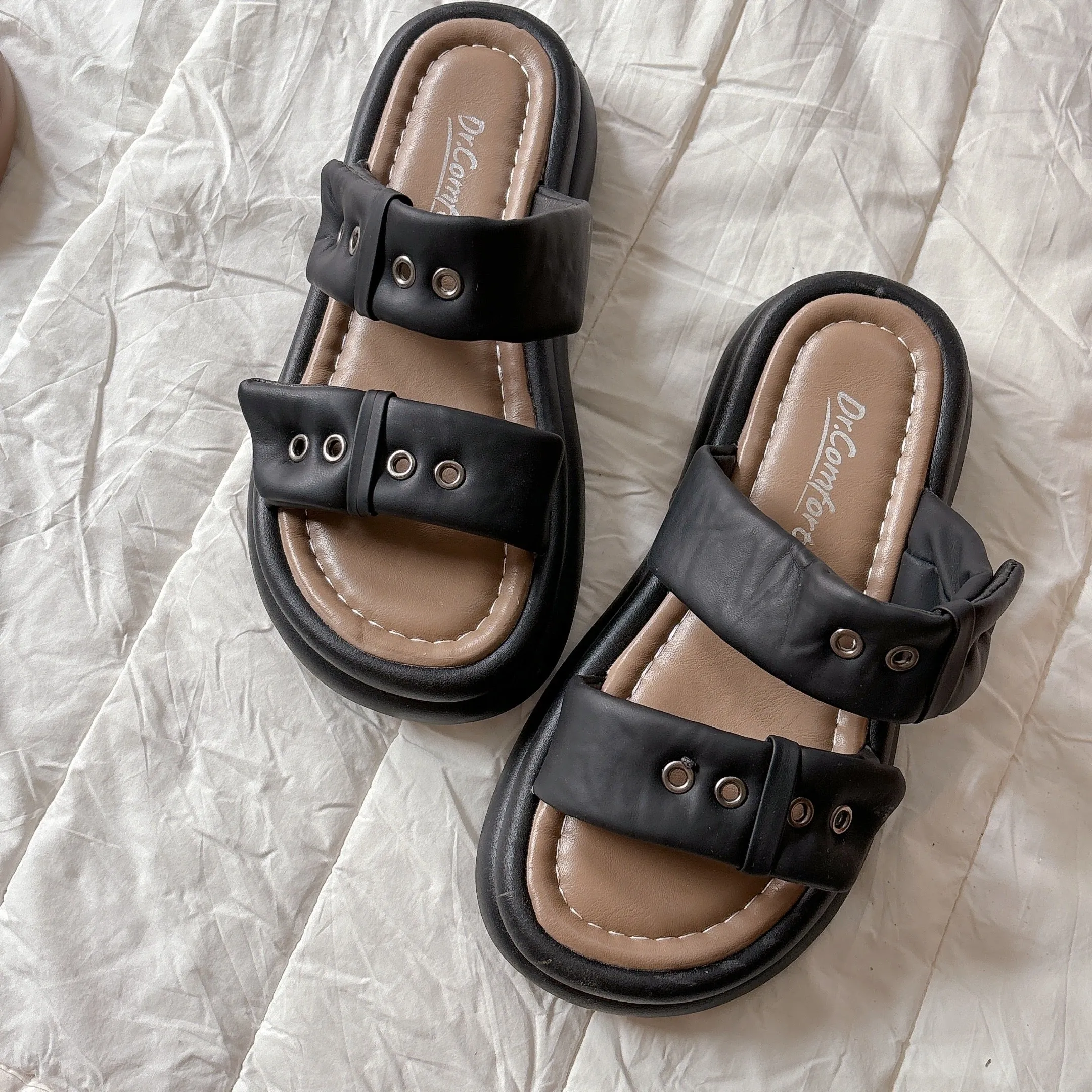 Grunge Platform Chunky Slides
