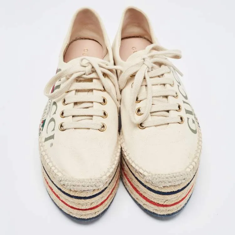 Gucci Cream Canvas Lilibeth Platform Espidrille Sneakers