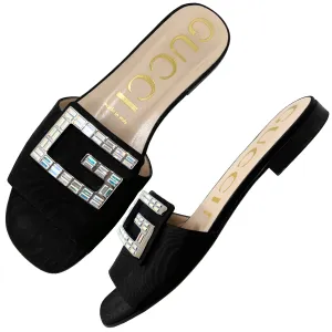 Gucci Madelyn Black Gros Grain Sandal Mules Size EU 36.5