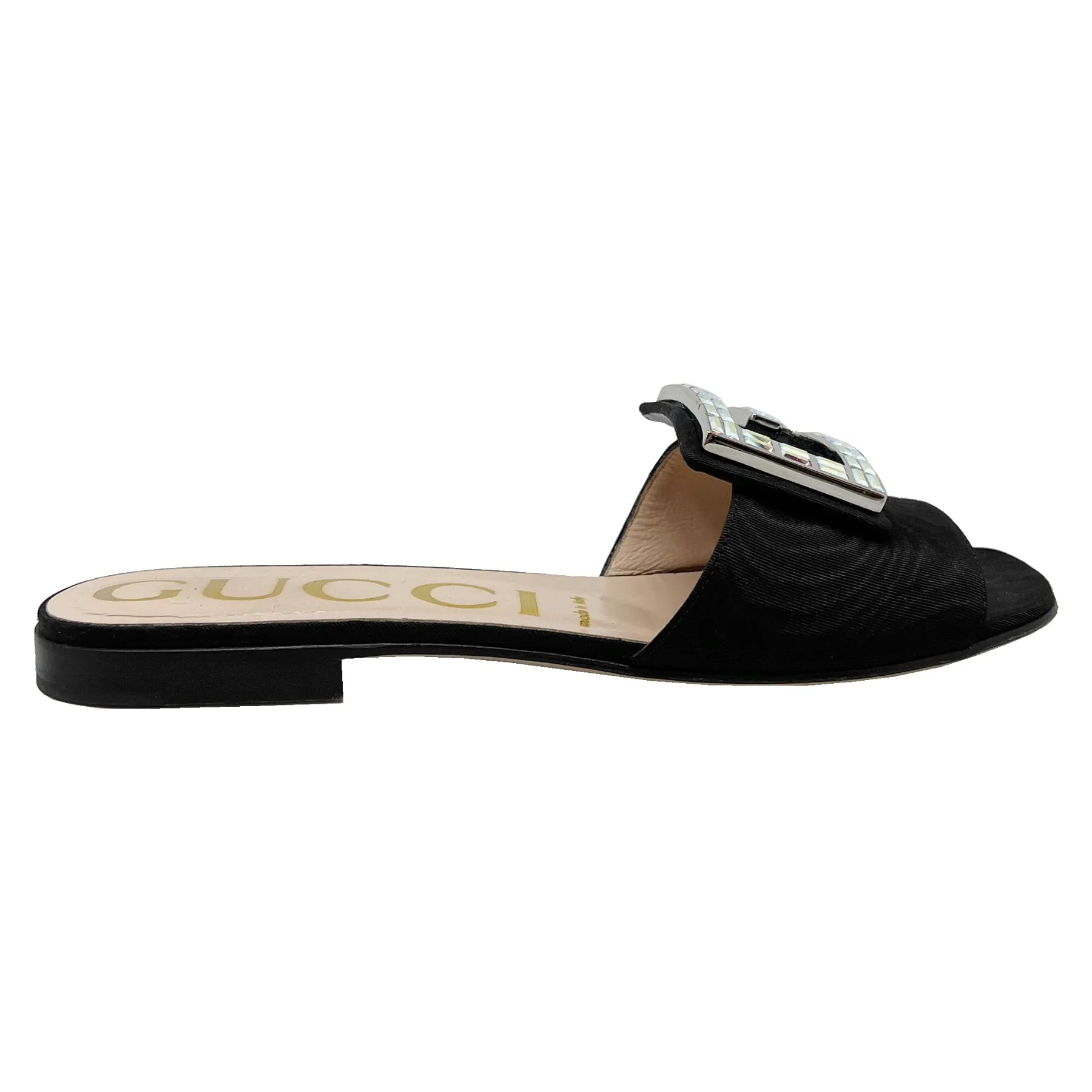 Gucci Madelyn Black Gros Grain Sandal Mules Size EU 36.5