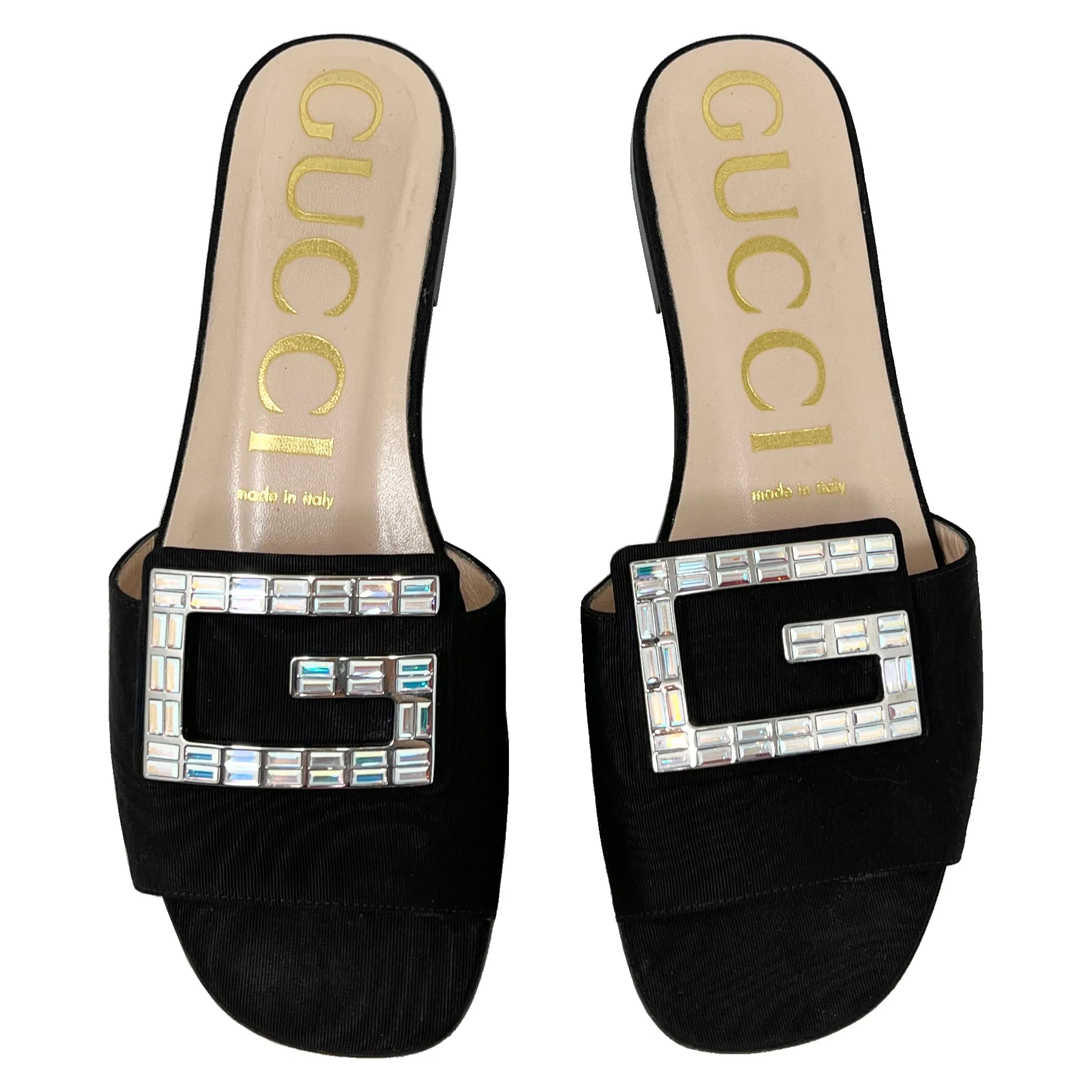 Gucci Madelyn Black Gros Grain Sandal Mules Size EU 36.5