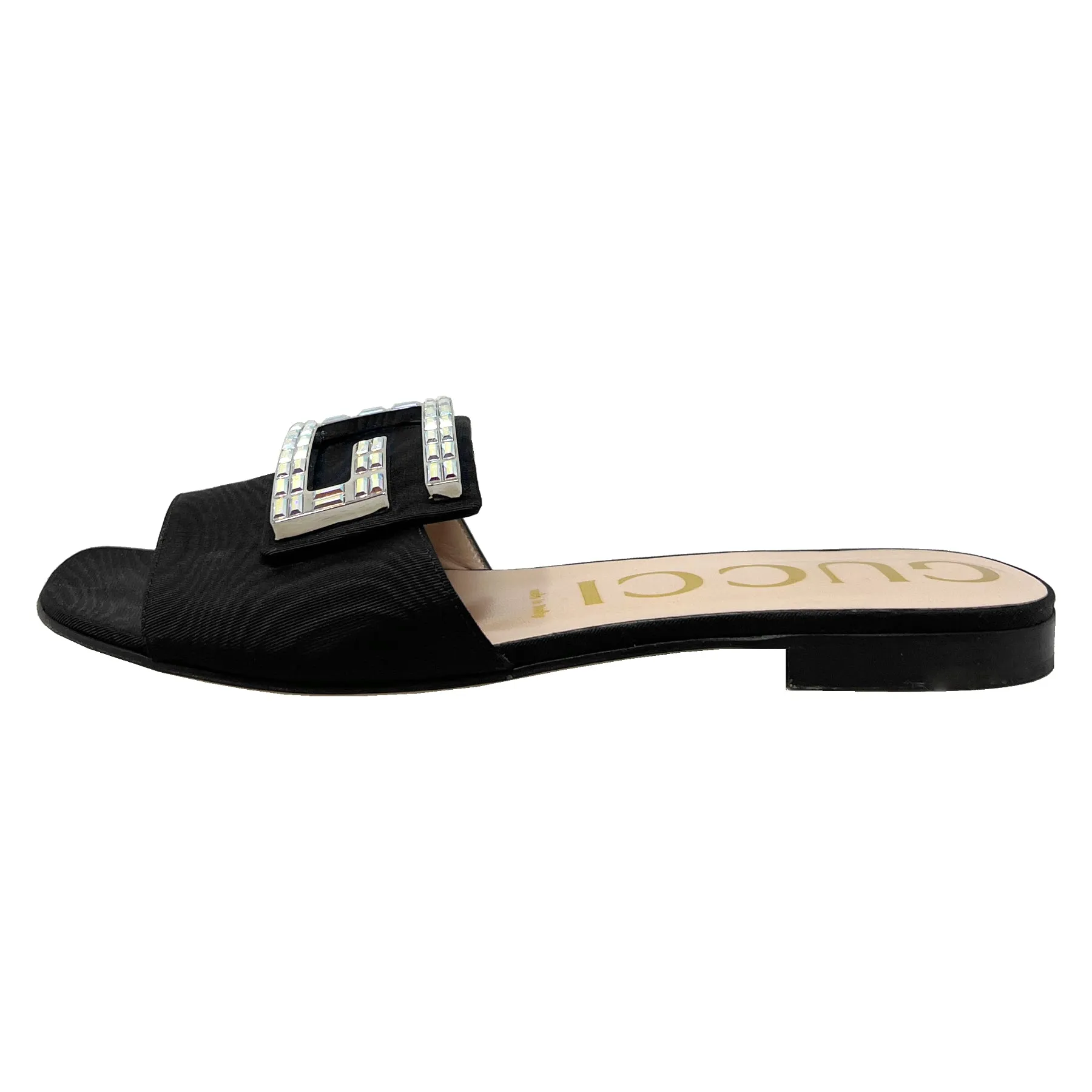 Gucci Madelyn Black Gros Grain Sandal Mules Size EU 36.5