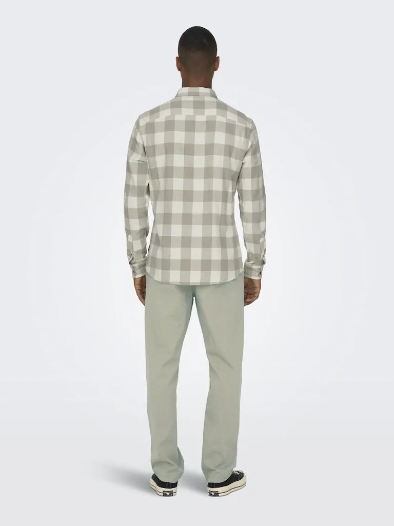 Gudmund Long Sleeve Checked Shirt | Antique White