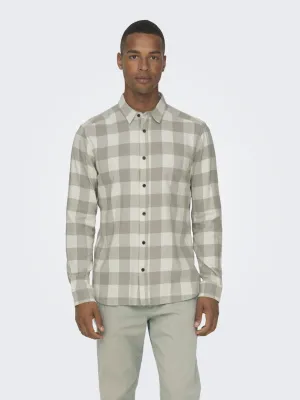 Gudmund Long Sleeve Checked Shirt | Antique White