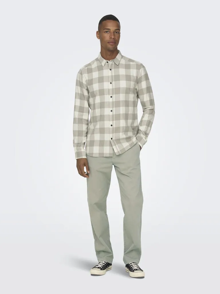 Gudmund Long Sleeve Checked Shirt | Antique White