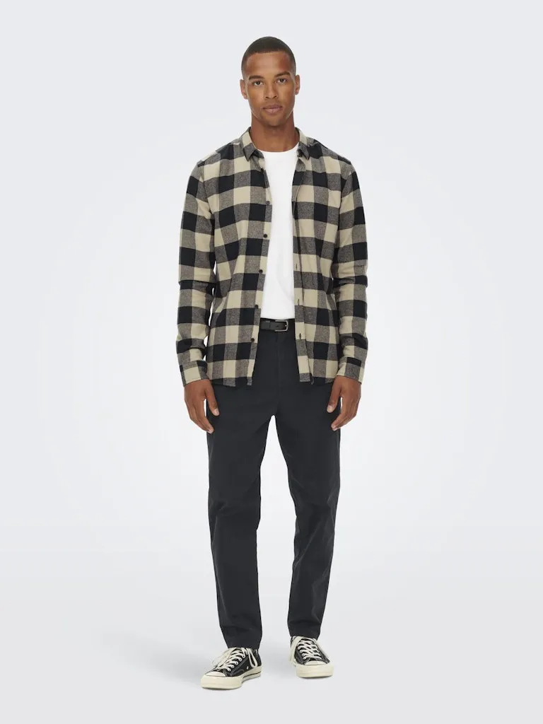Gudmund Long Sleeve Checked Shirt | Dark Navy