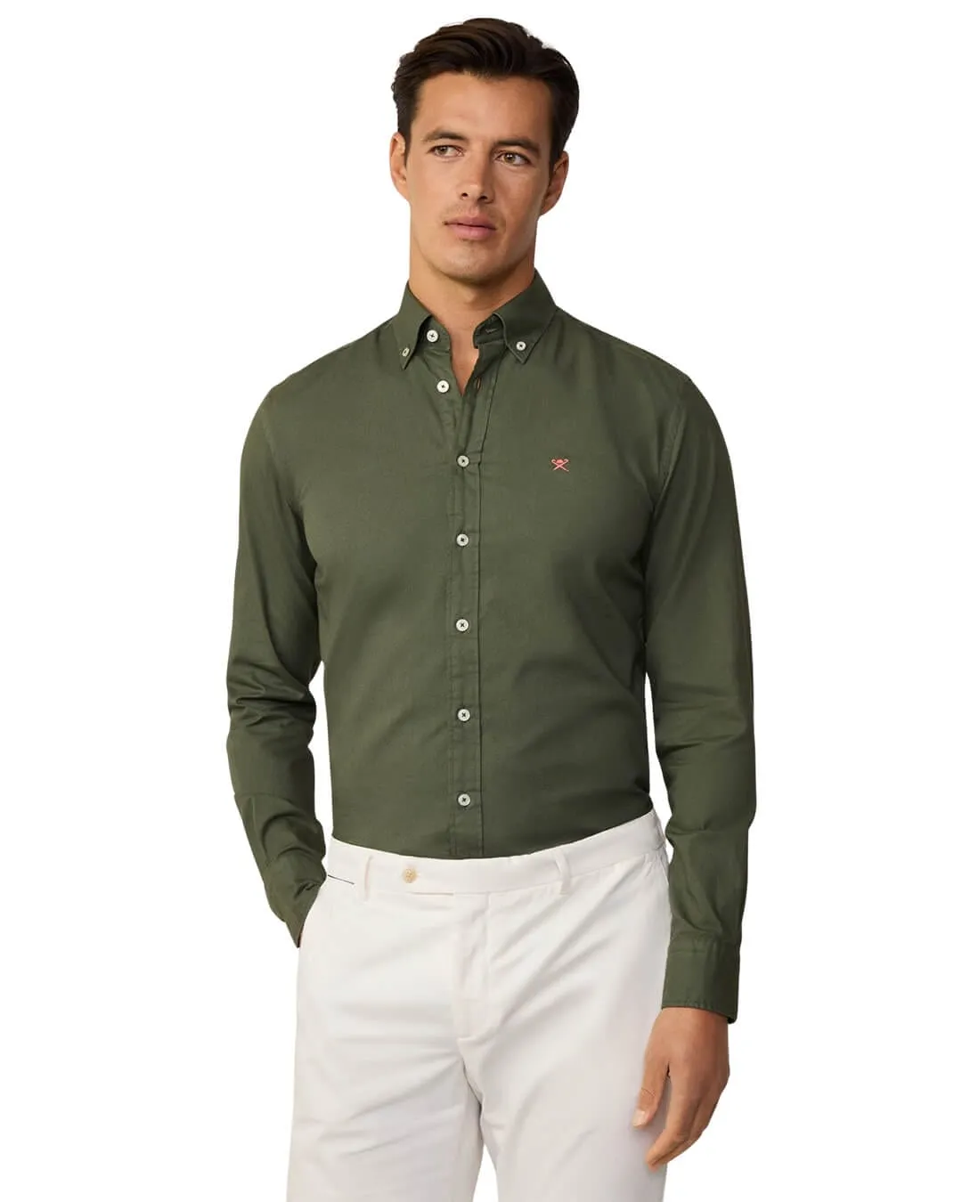Hackett Thyme Green Essential GMD Oxford Shirt