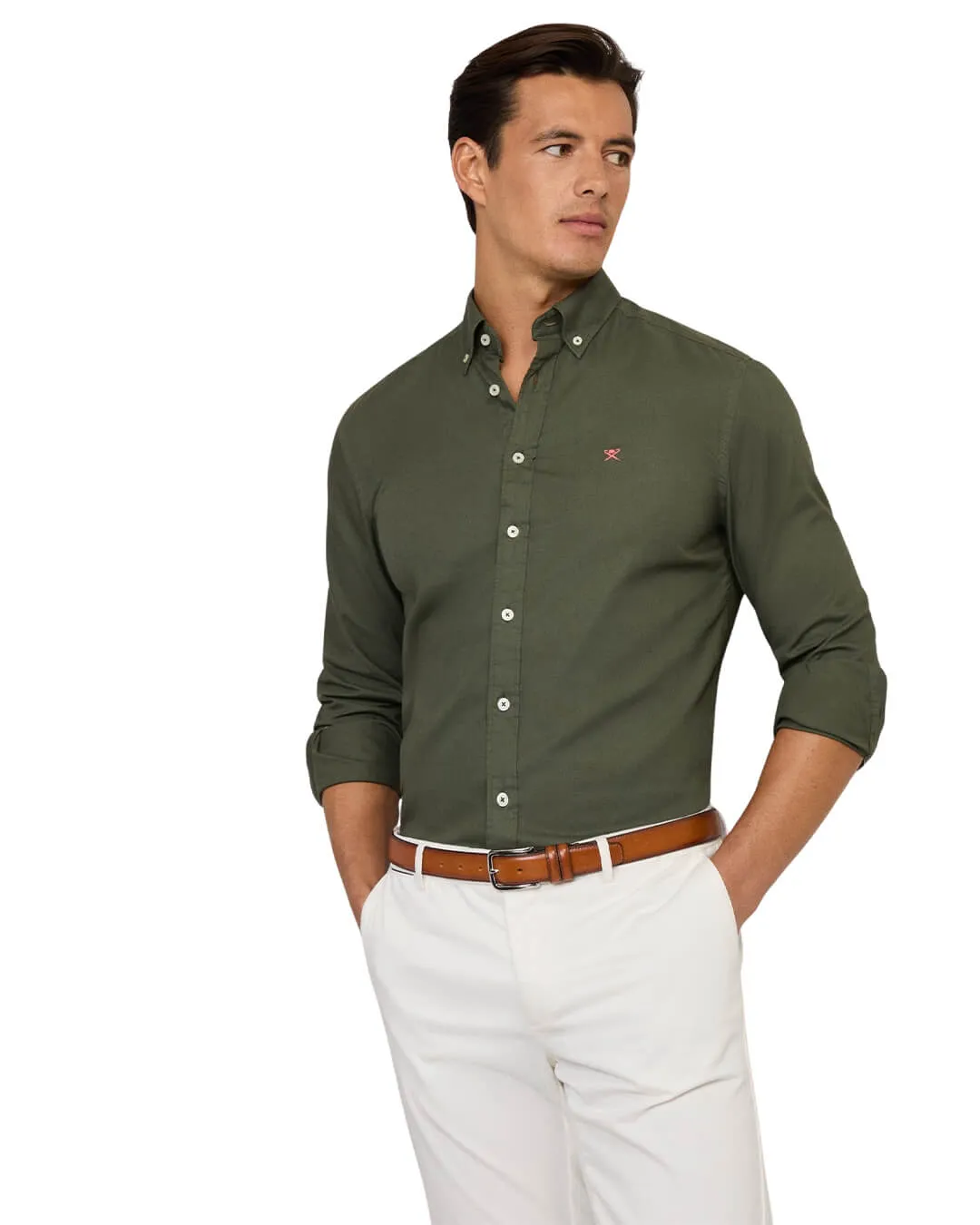 Hackett Thyme Green Essential GMD Oxford Shirt