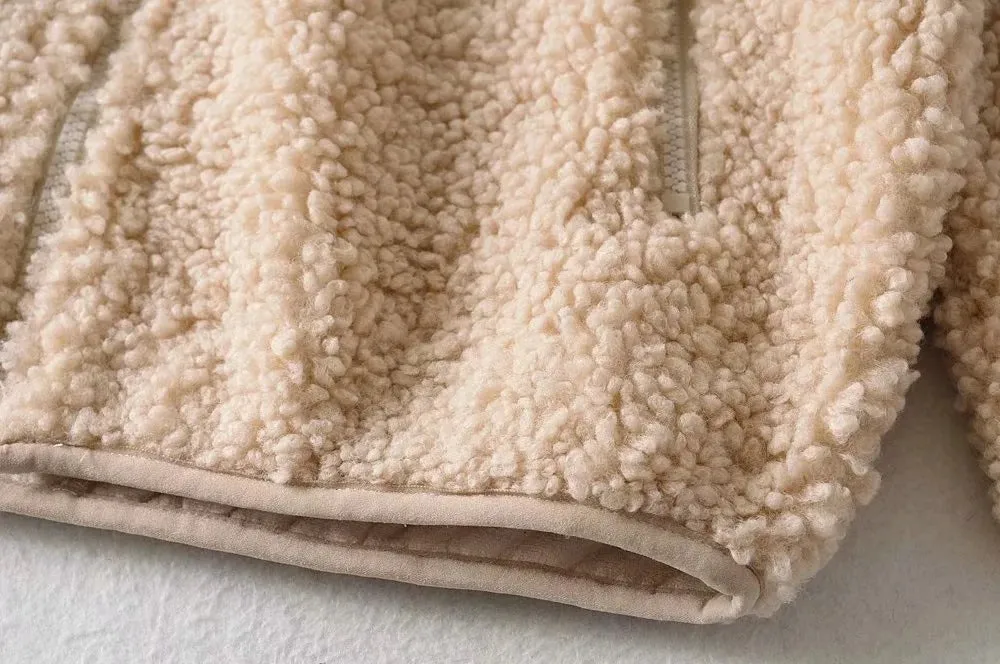 Half High Collar Zipper Lamb Wool Outerwear