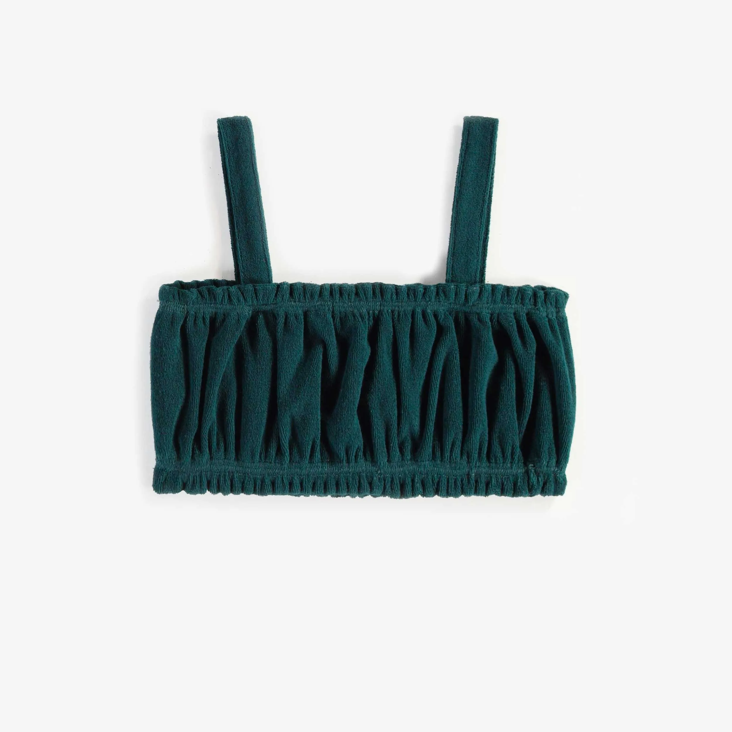 Haut court vert en ratine, enfant || Green tank top in terry, child