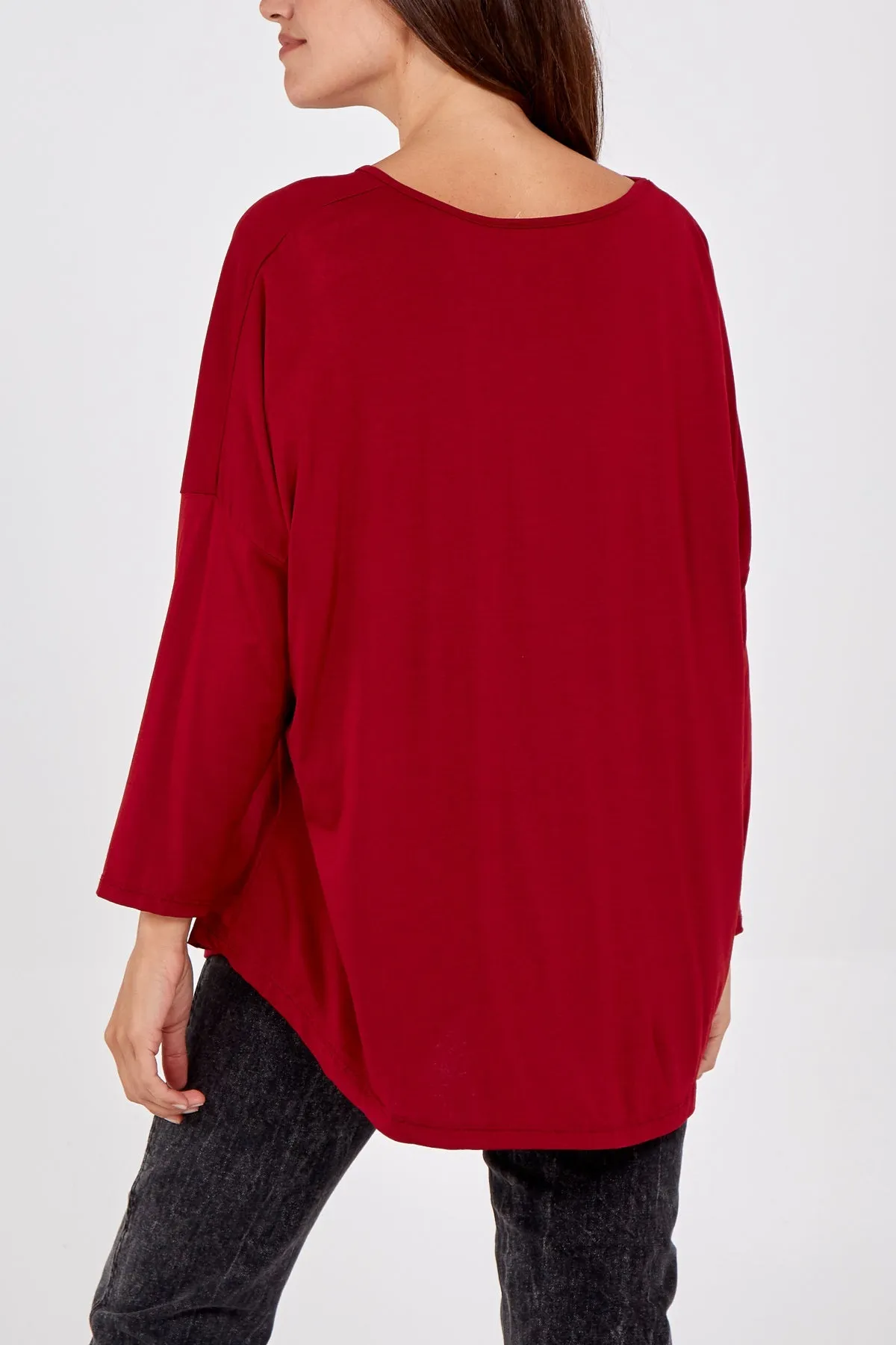 High Low Curved Hem Long Sleeve Top