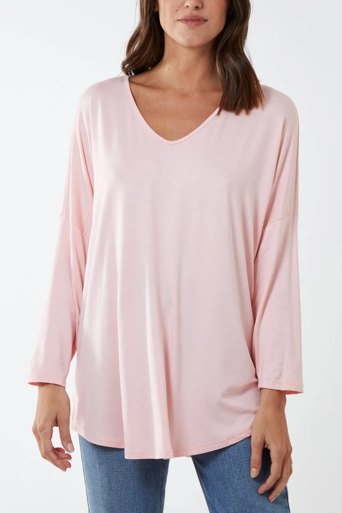 High Low Curved Hem Long Sleeve Top