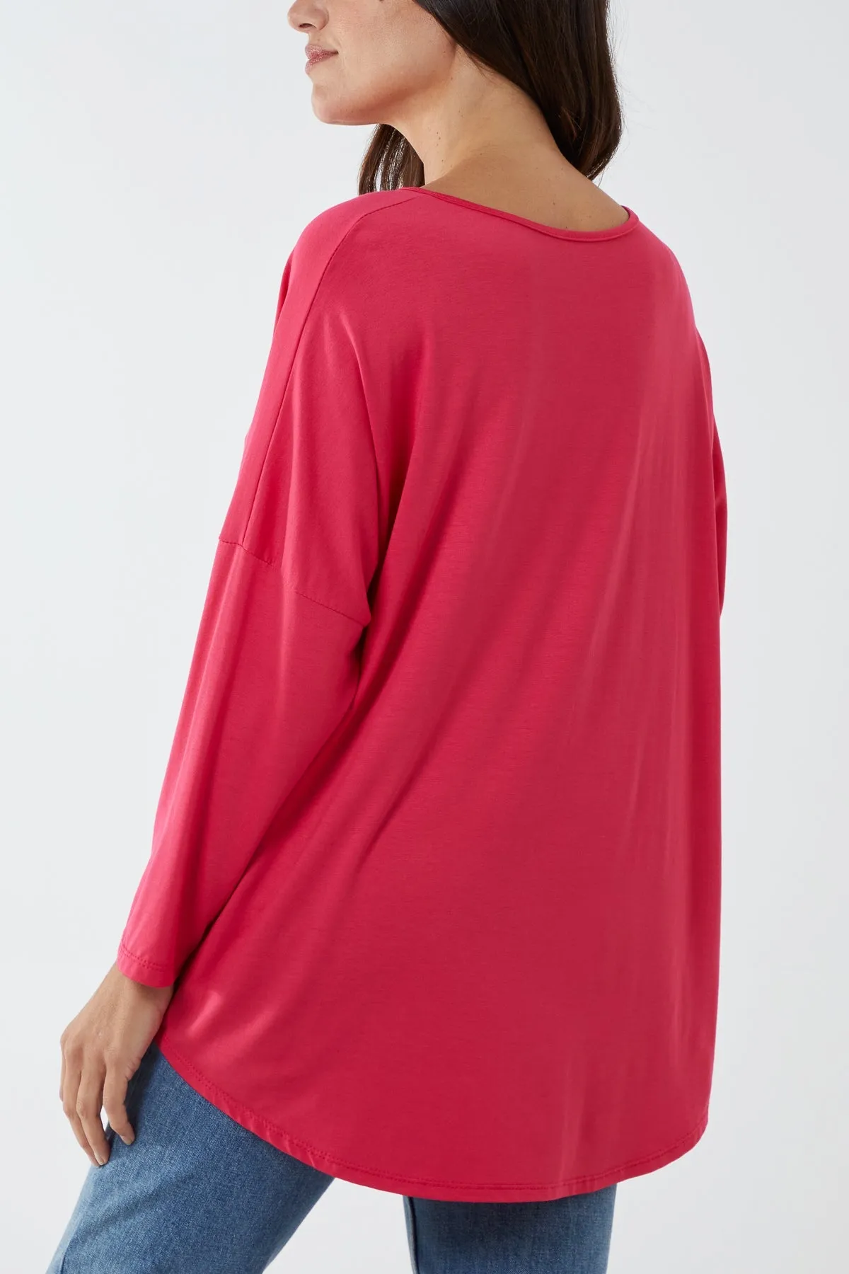 High Low Curved Hem Long Sleeve Top