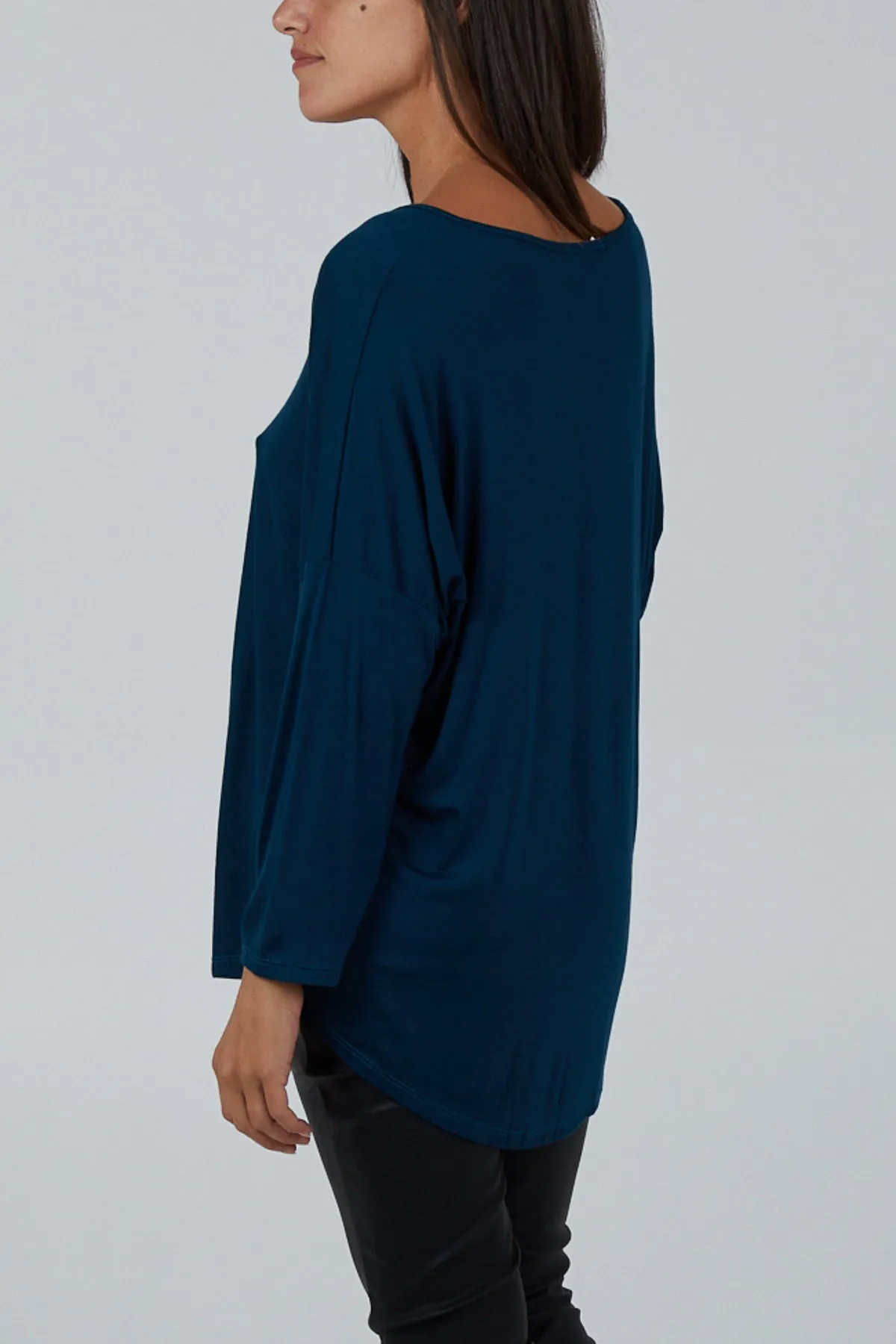 High Low Curved Hem Long Sleeve Top