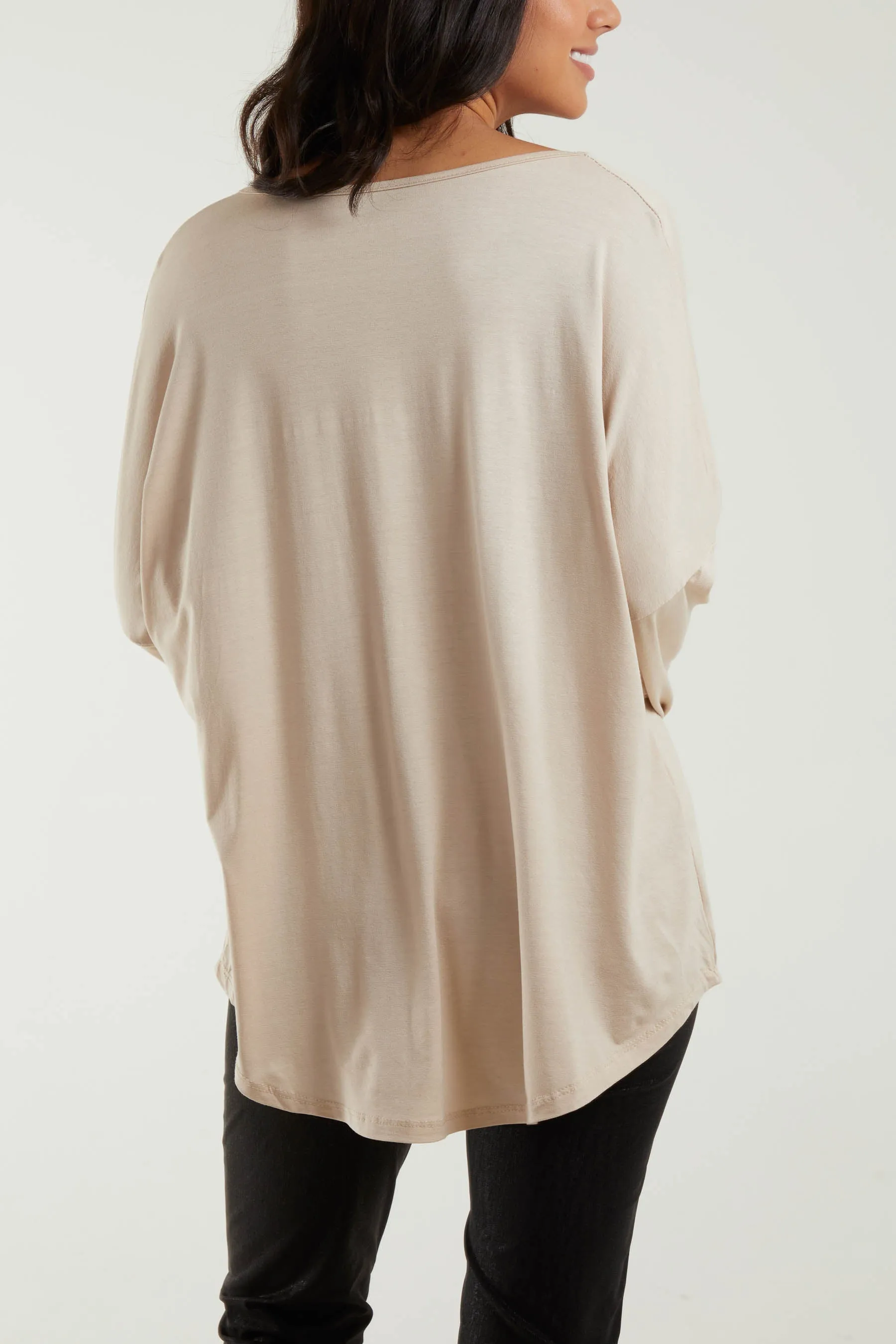 High Low Curved Hem Long Sleeve Top