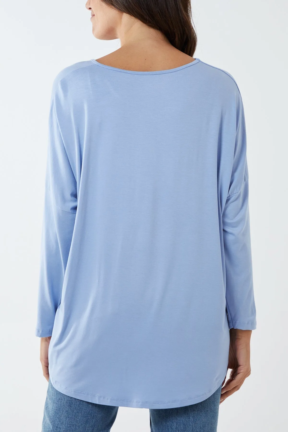 High Low Curved Hem Long Sleeve Top