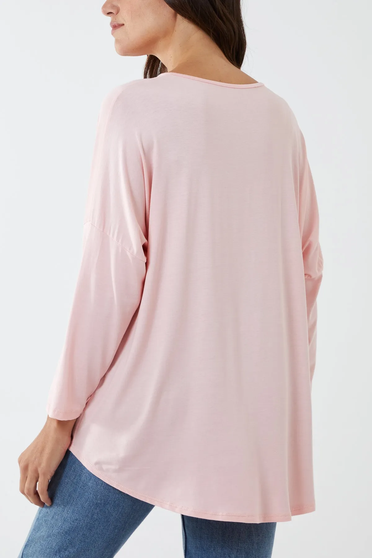High Low Curved Hem Long Sleeve Top