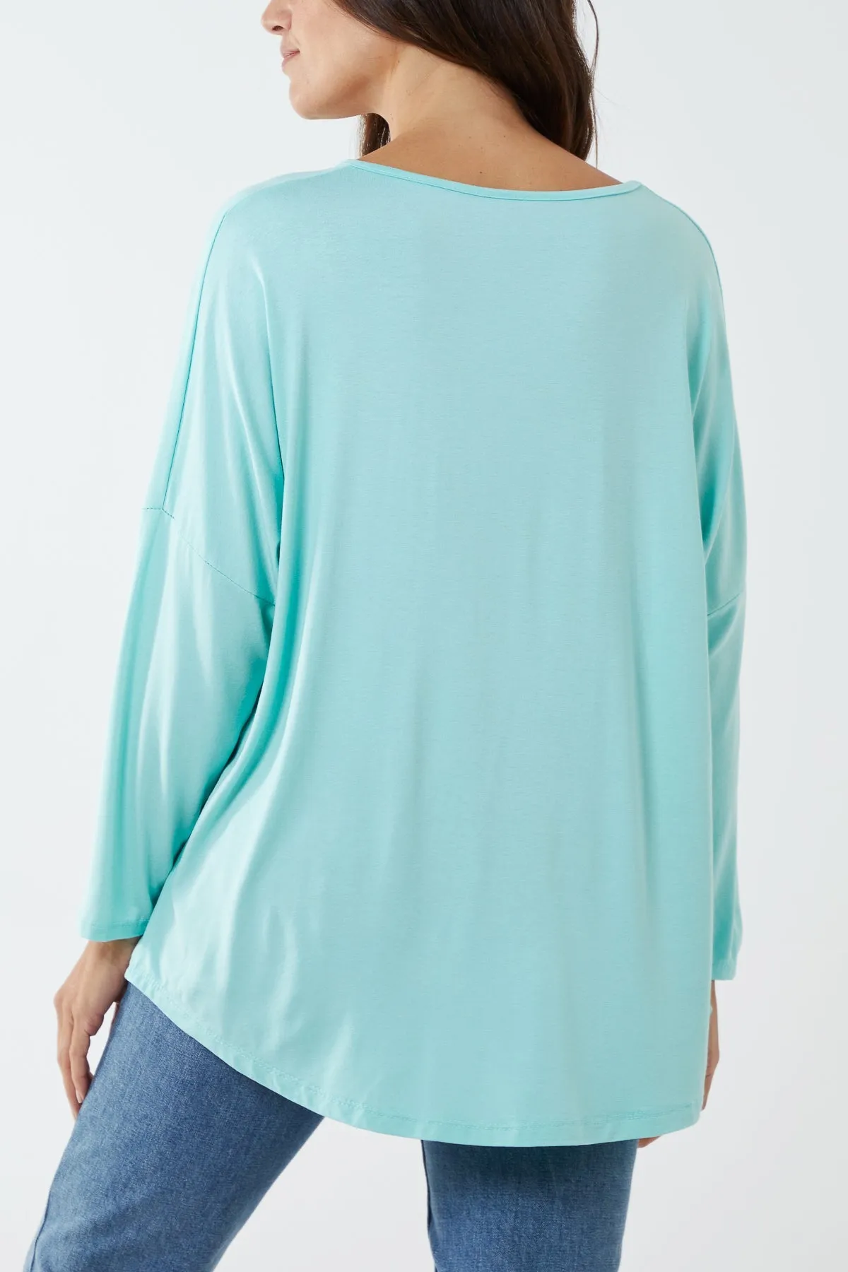 High Low Curved Hem Long Sleeve Top