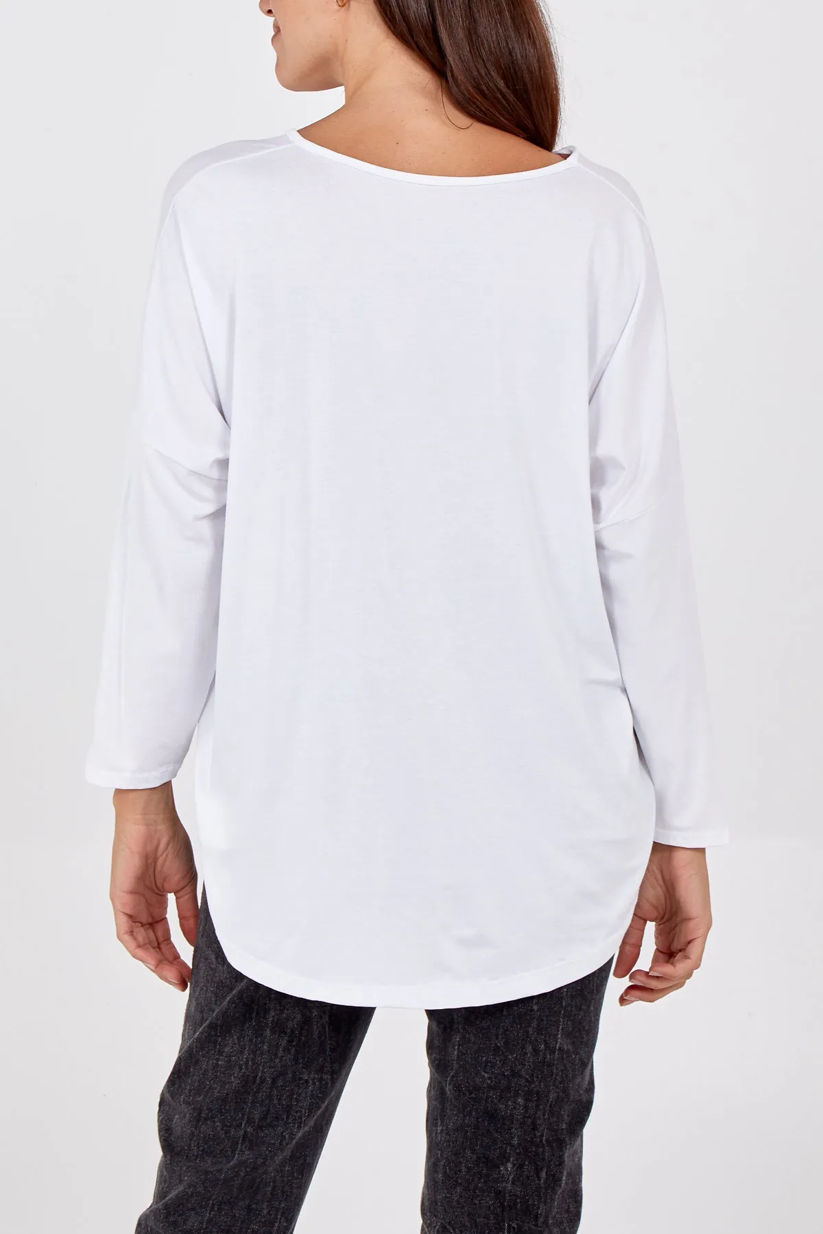 High Low Curved Hem Long Sleeve Top