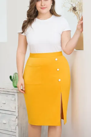 High Waist Pocket Bag Hip Split Cross Wild Large Size Women's Skirt