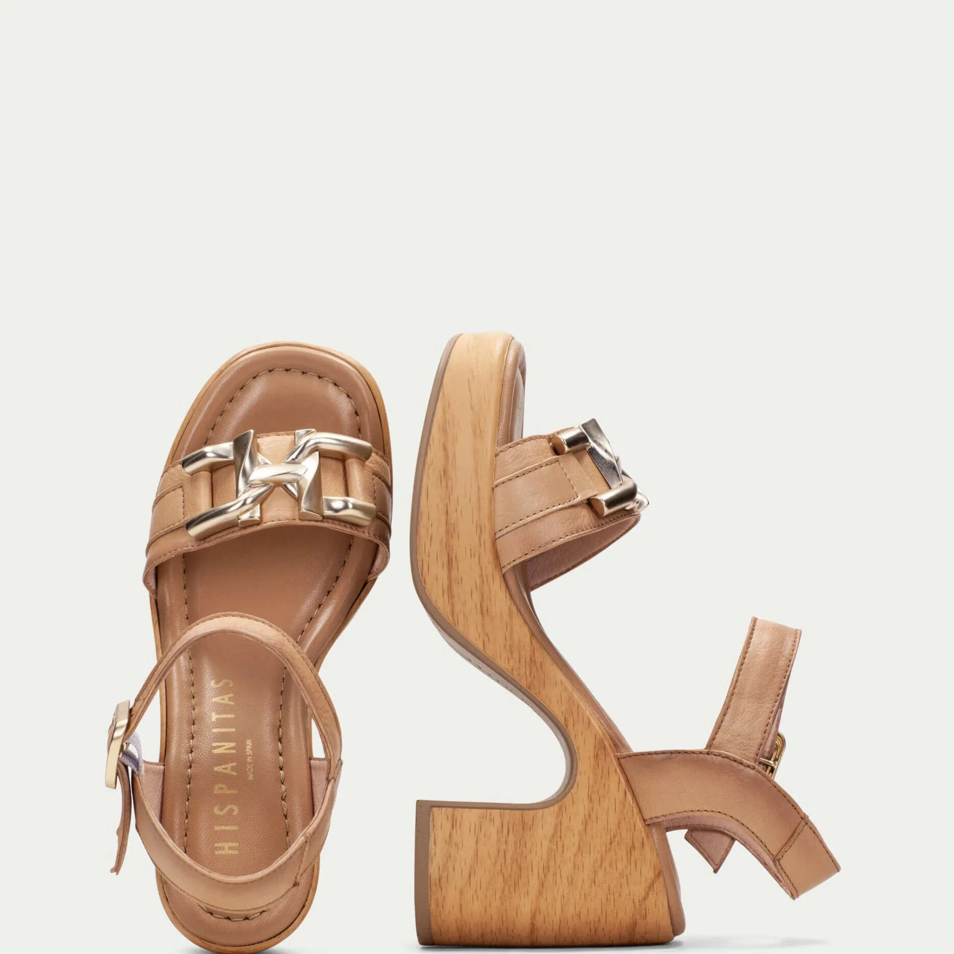 Hispanitas Cream Leather Platform Wedges