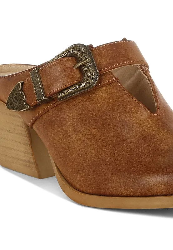 Holler Carved Buckle Statement Mules