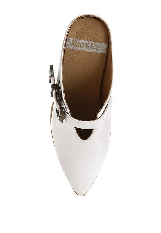 Holler Carved Buckle Statement Mules