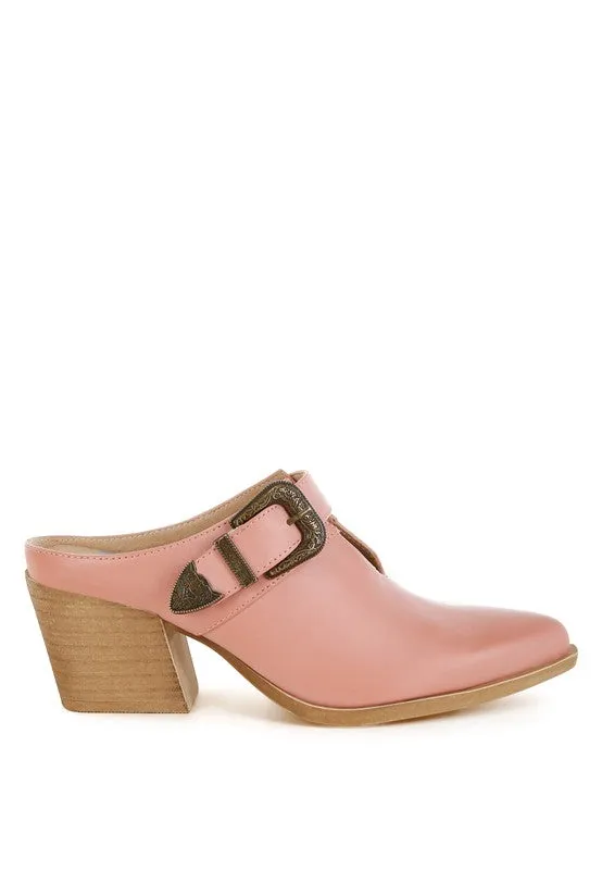 Holler Carved Buckle Statement Mules