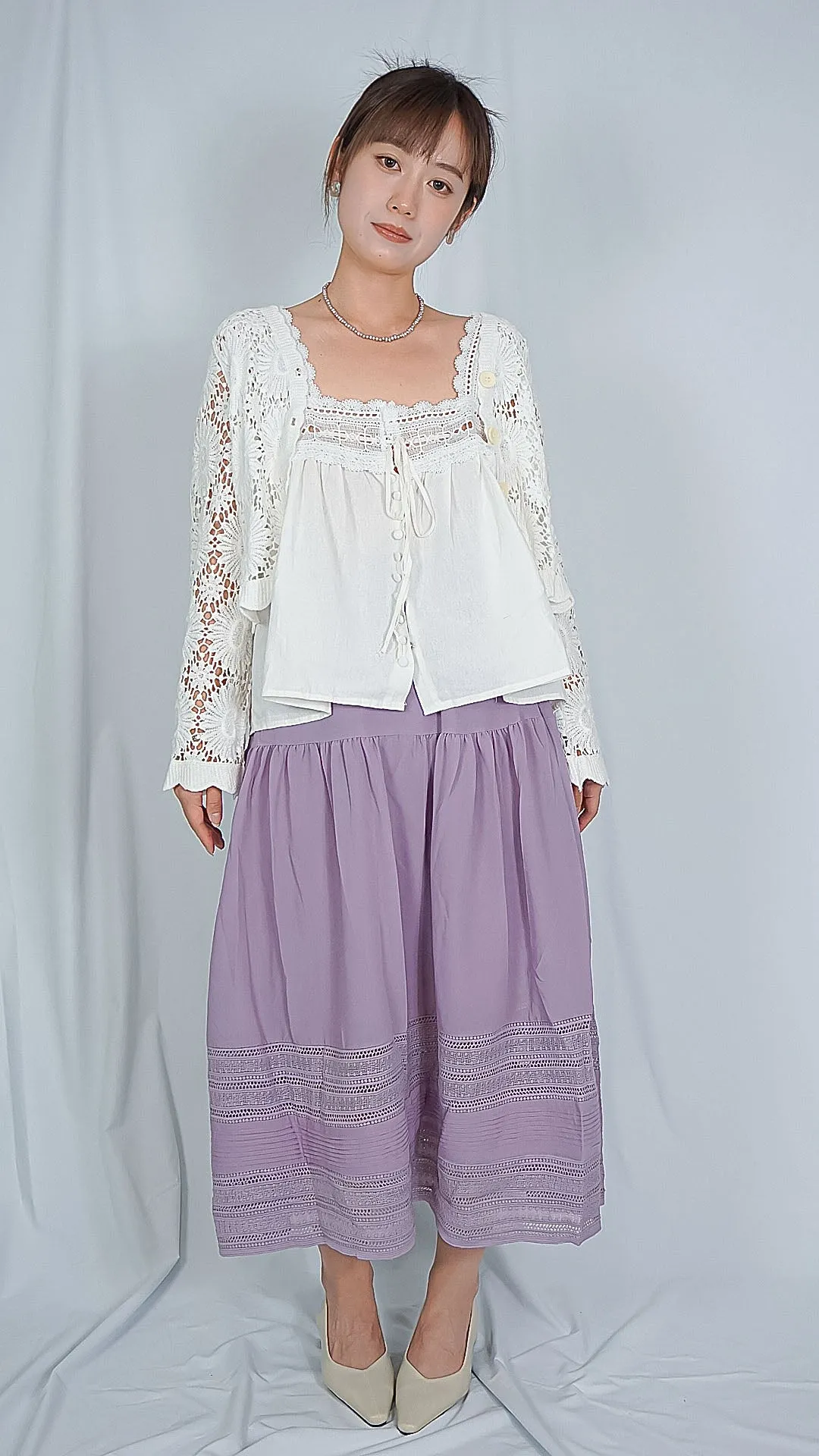 HOLLOWED CROCHET LACE CARDIGAN