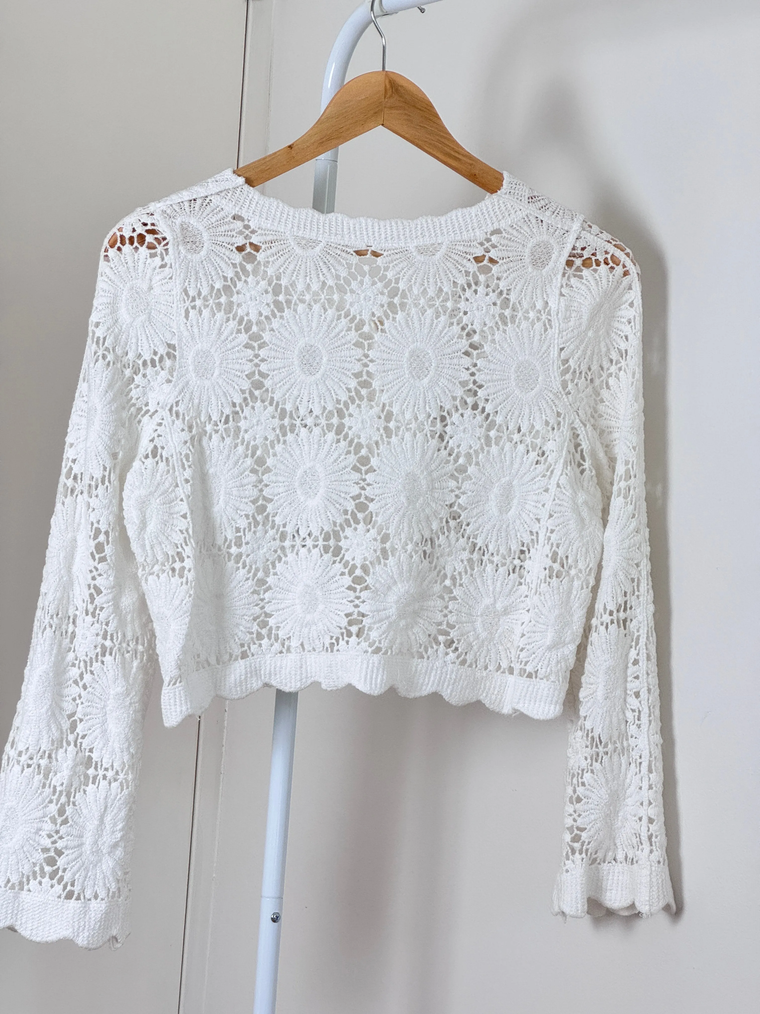 HOLLOWED CROCHET LACE CARDIGAN
