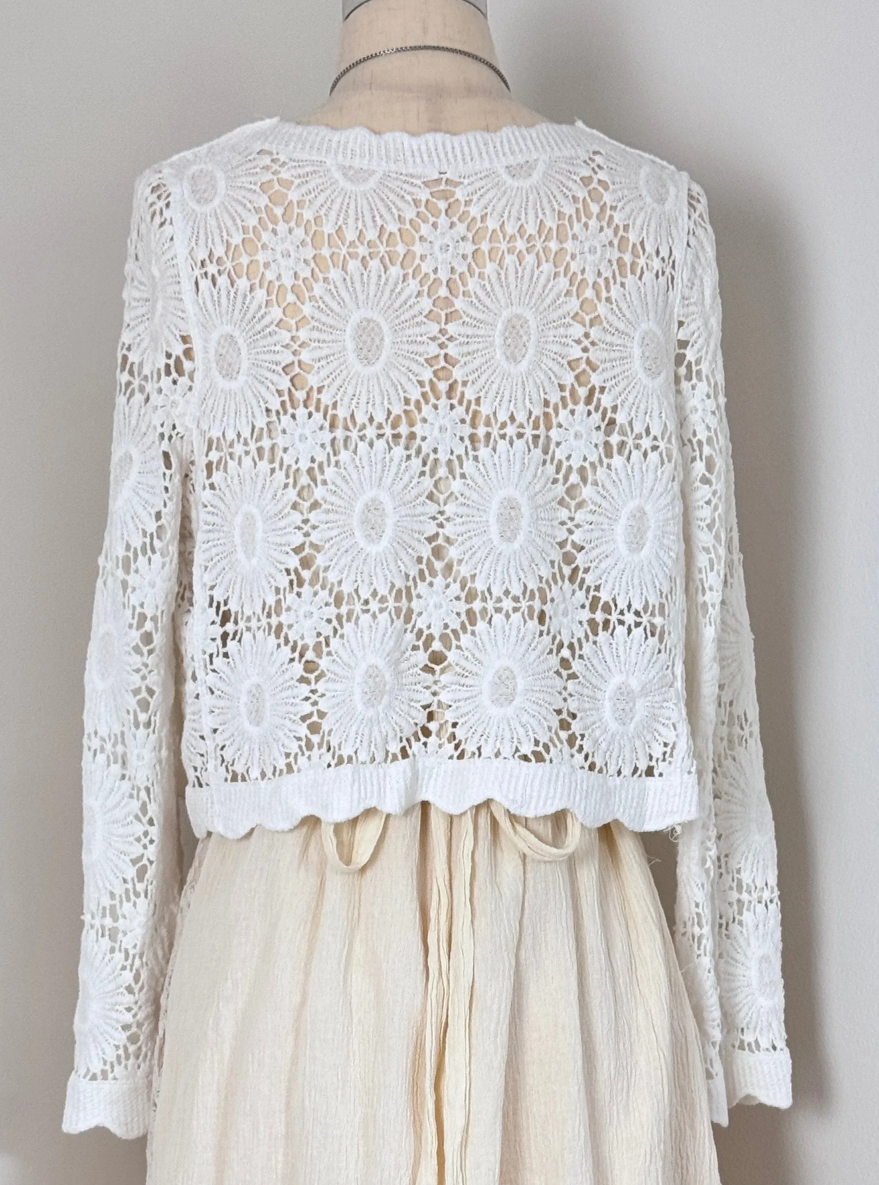HOLLOWED CROCHET LACE CARDIGAN