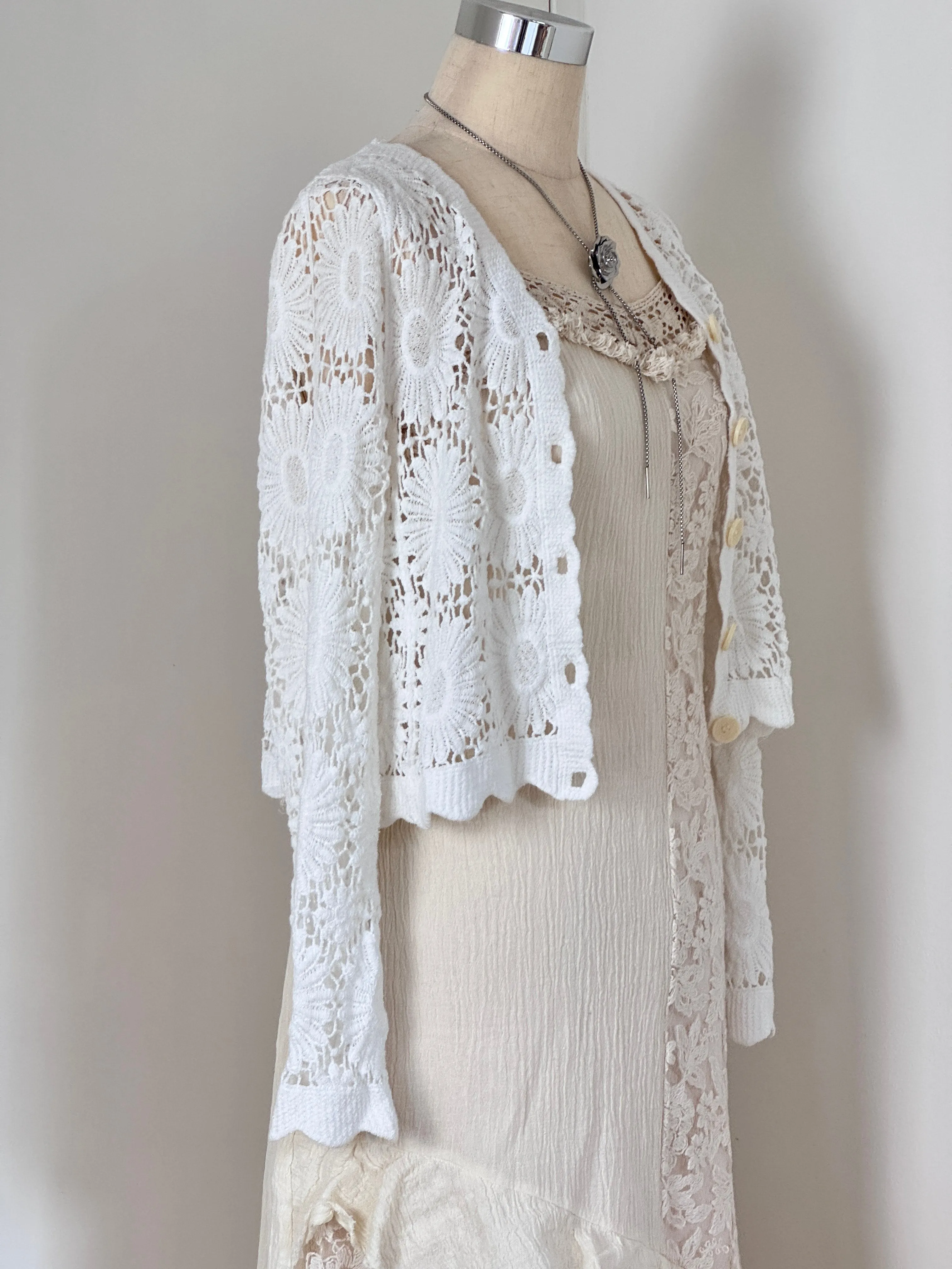 HOLLOWED CROCHET LACE CARDIGAN