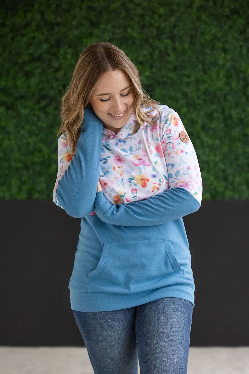 IN STOCK Hailey Pullover Hoodie - Watercolor Floral   Blue