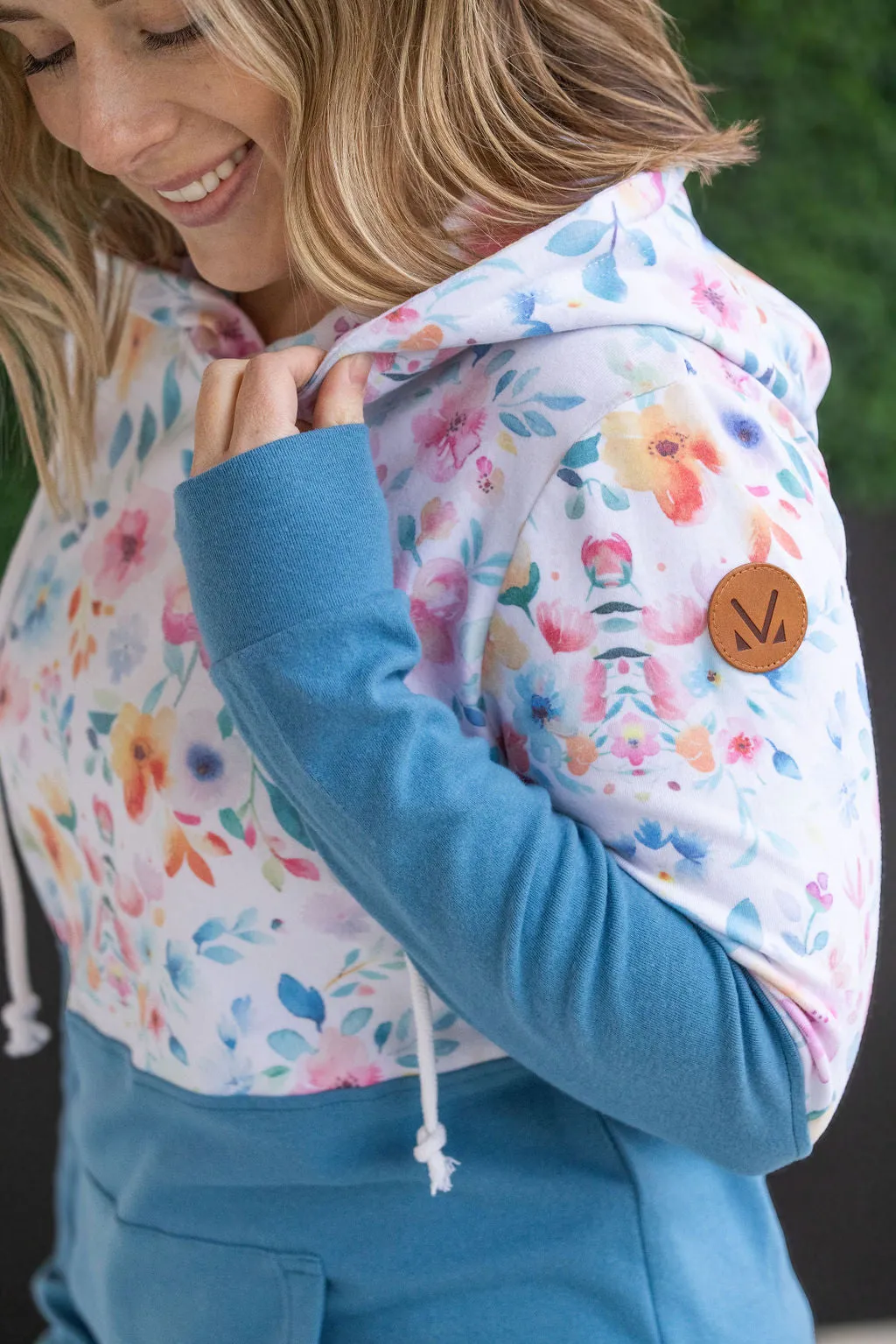 IN STOCK Hailey Pullover Hoodie - Watercolor Floral   Blue