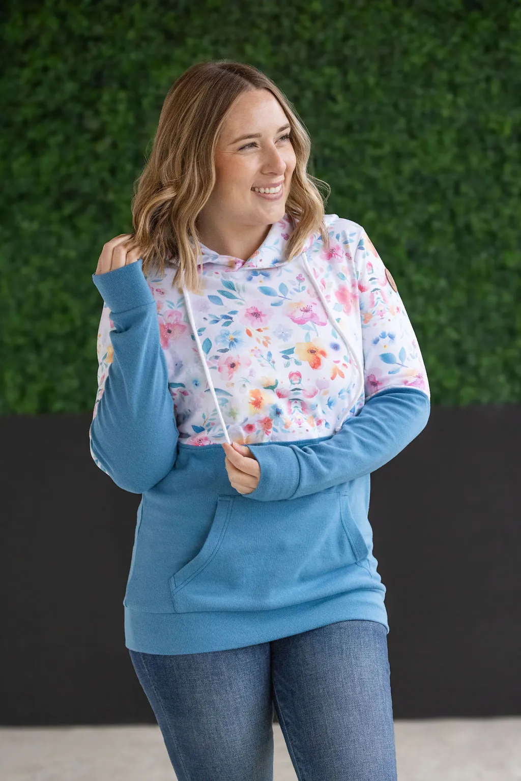 IN STOCK Hailey Pullover Hoodie - Watercolor Floral   Blue