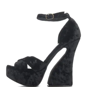 Jeffrey Campbell Stefanya Black Platform Wedges BLACK