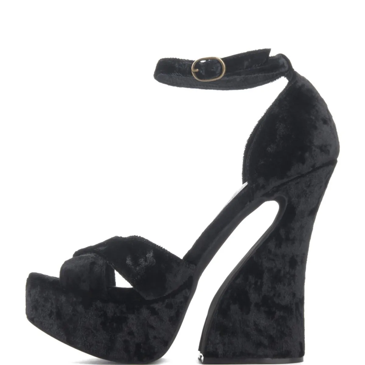Jeffrey Campbell Stefanya Black Platform Wedges BLACK