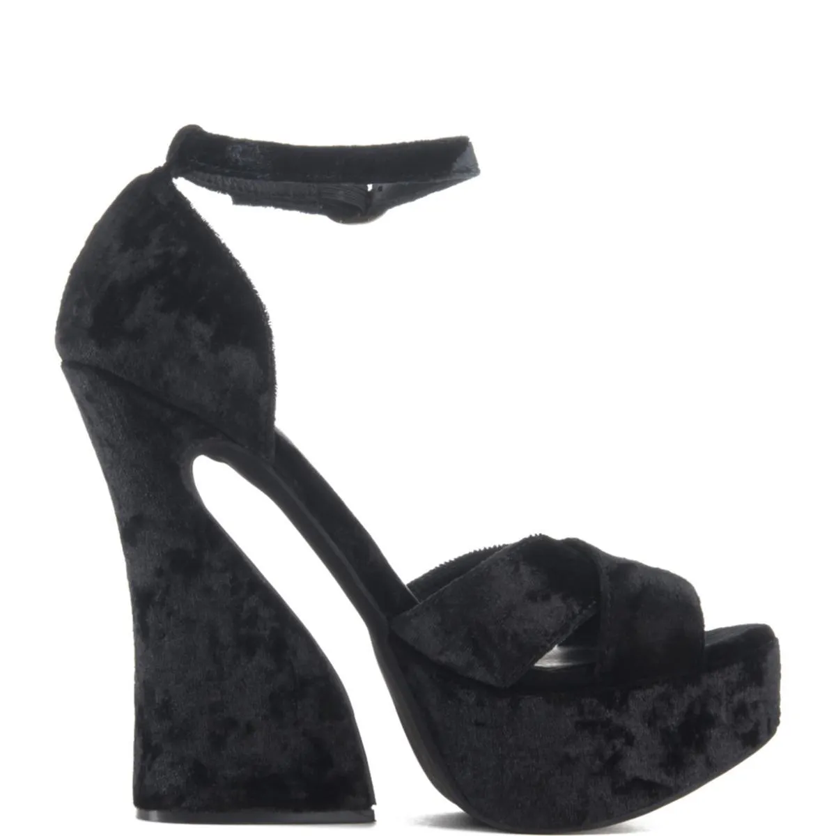 Jeffrey Campbell Stefanya Black Platform Wedges BLACK