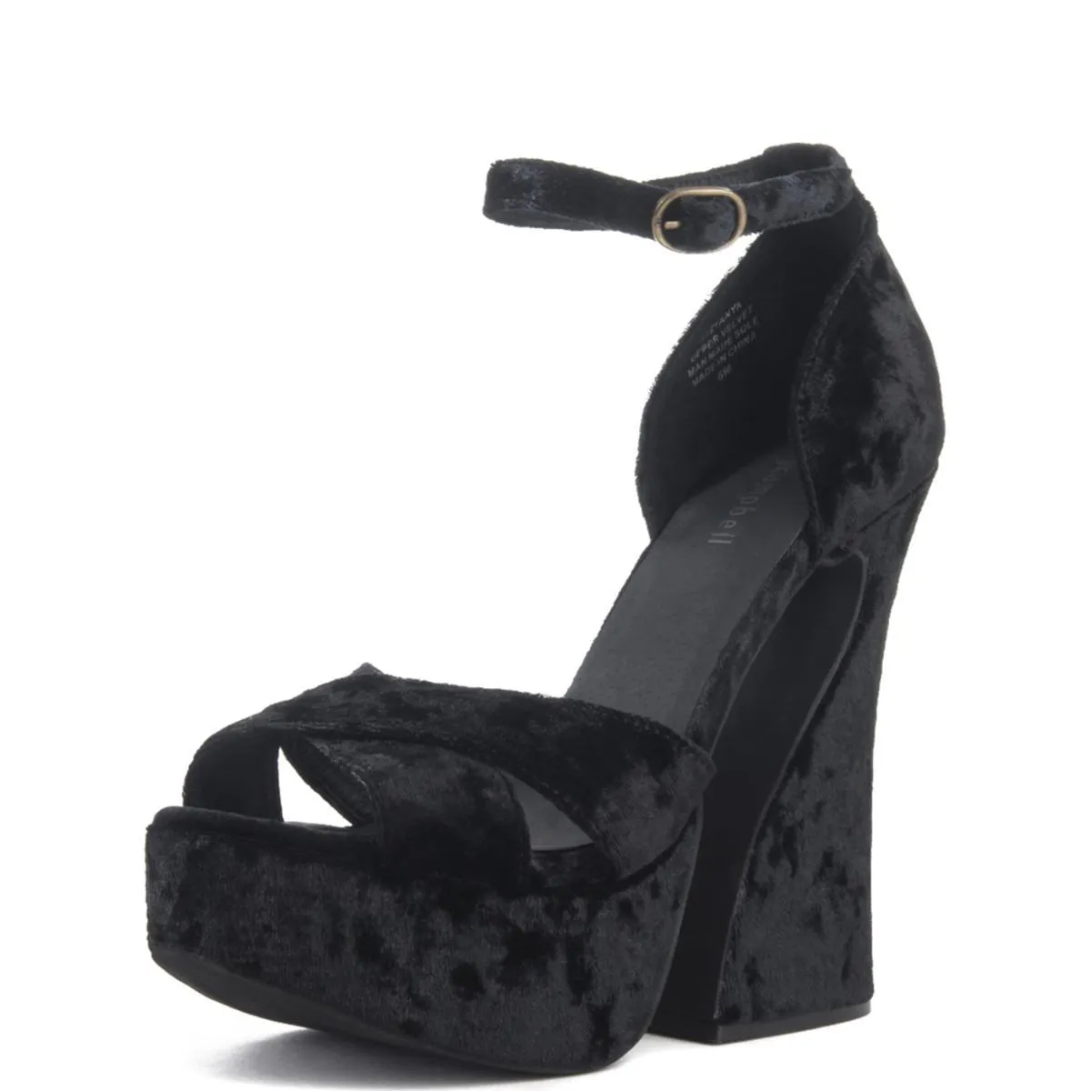 Jeffrey Campbell Stefanya Black Platform Wedges BLACK