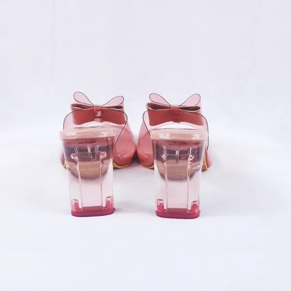 Kalysta Pink Patent Clear Block Heel Mules
