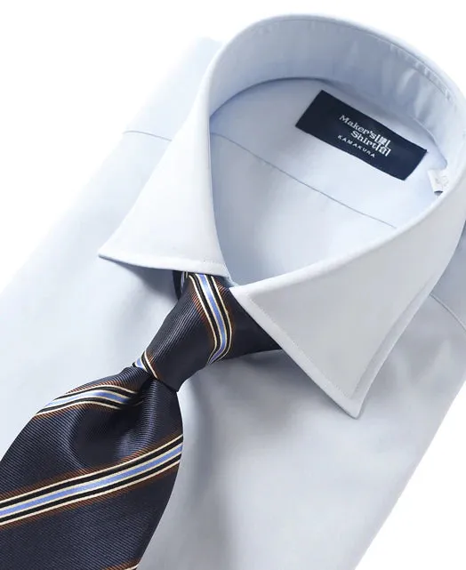 Kamakura New York Slim Basics Broadcloth Dress Shirt -  Blue