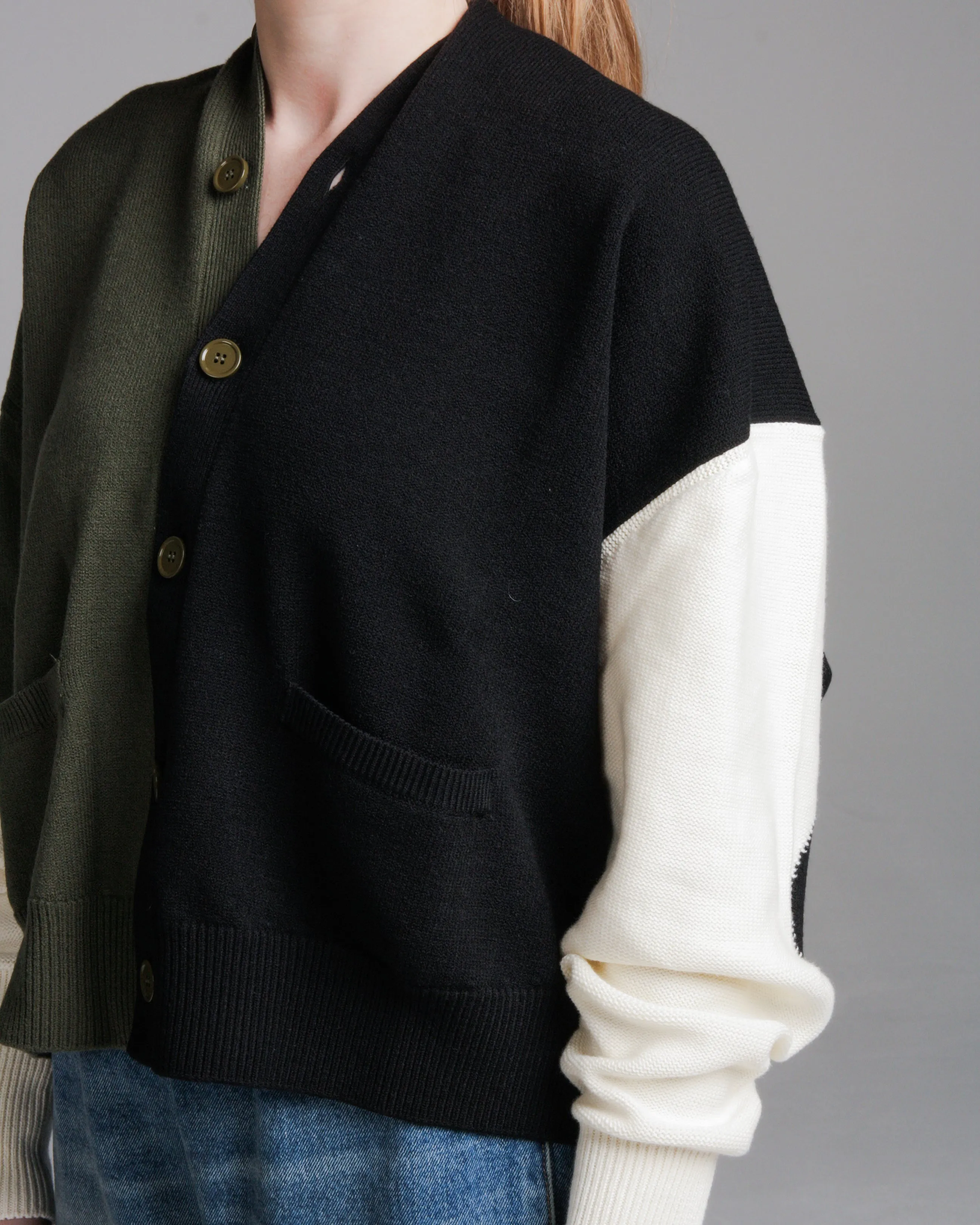 Khaki and Black Cardigan