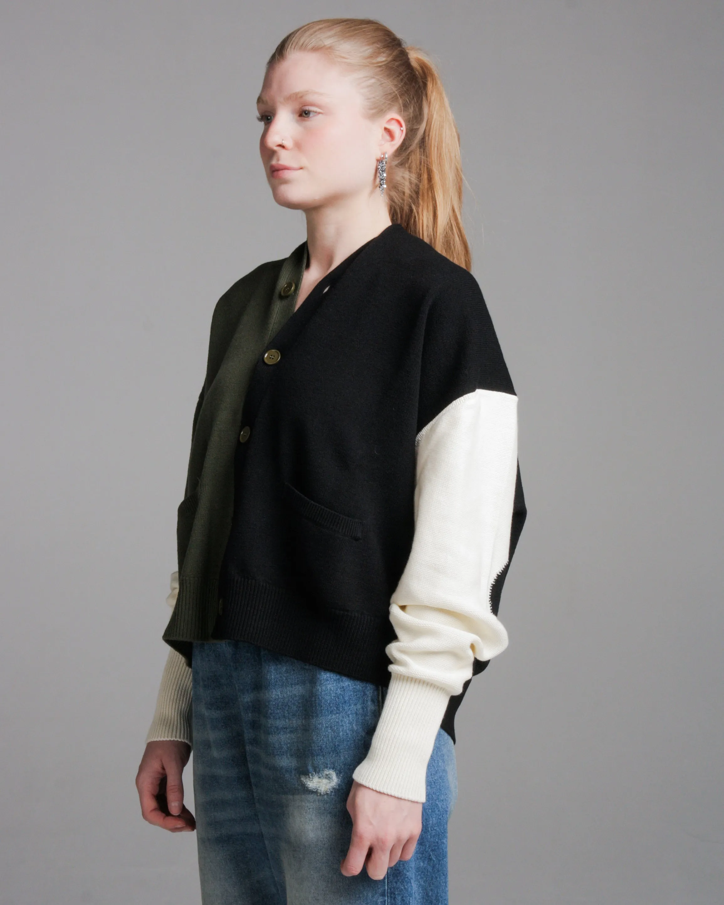 Khaki and Black Cardigan