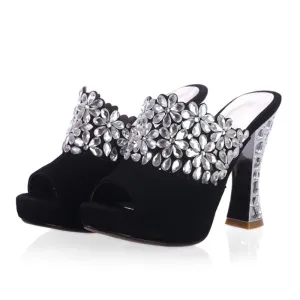 Kid suede leather crystal party women Shoes
