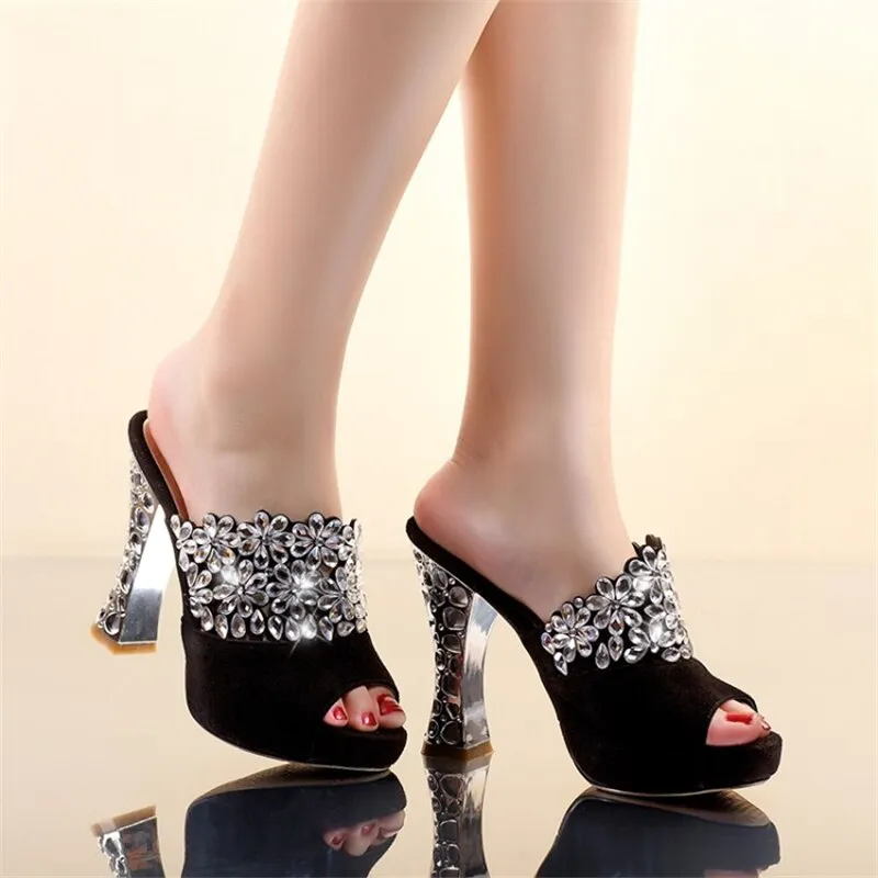 Kid suede leather crystal party women Shoes