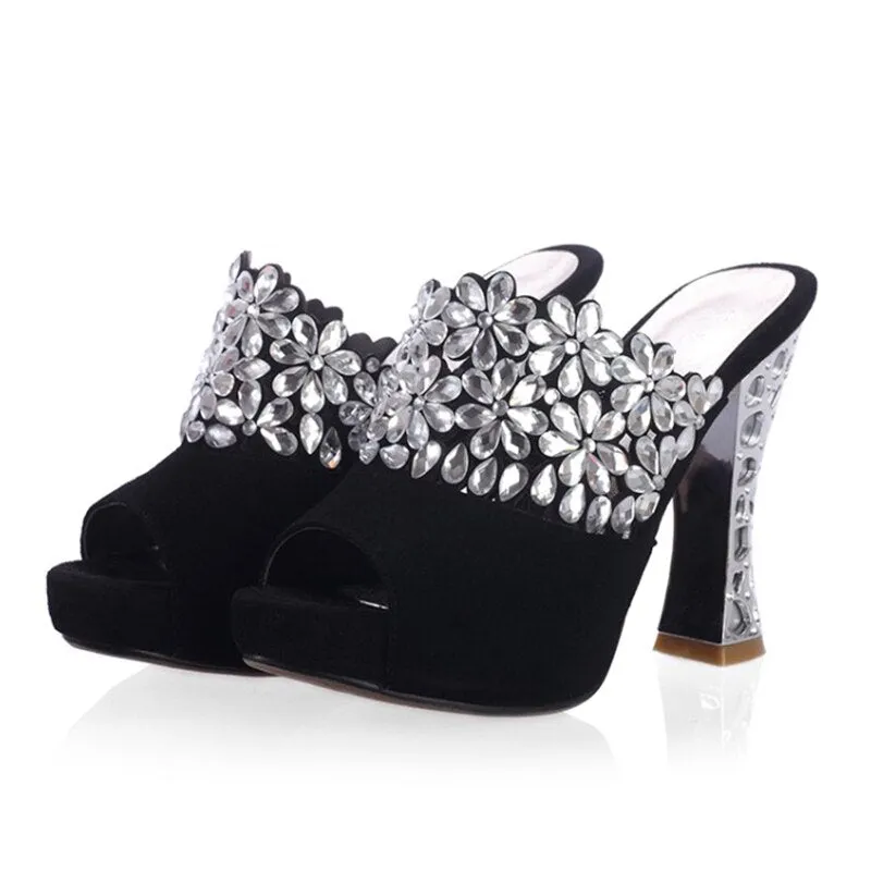 Kid suede leather crystal party women Shoes
