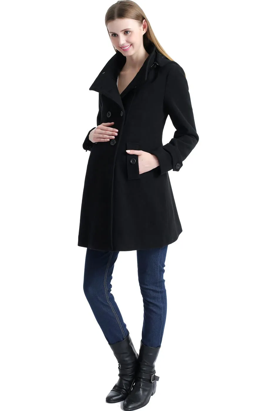 Kimi   Kai Maternity "Penelope" Wool Blend A-Lined Coat
