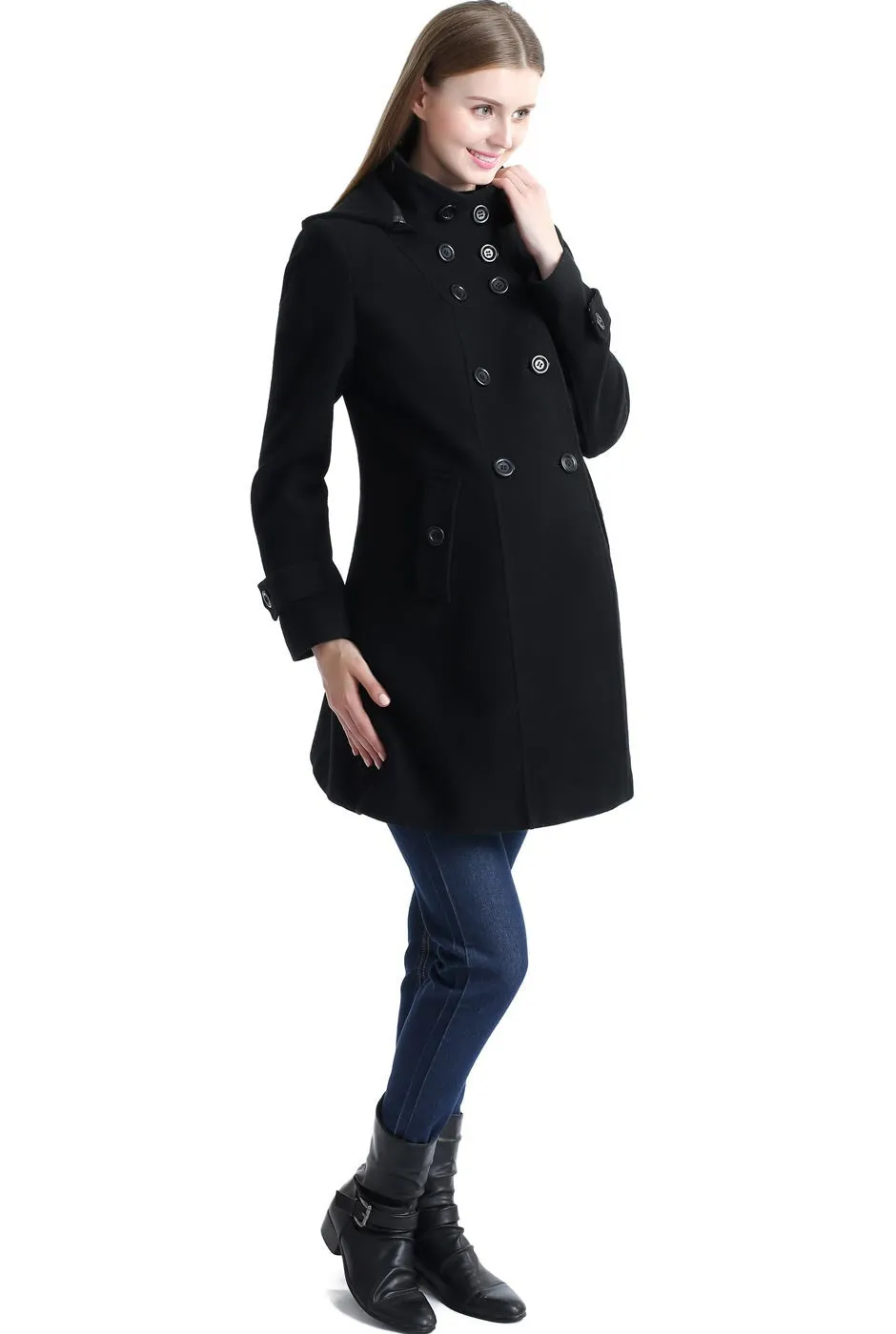 Kimi   Kai Maternity "Penelope" Wool Blend A-Lined Coat